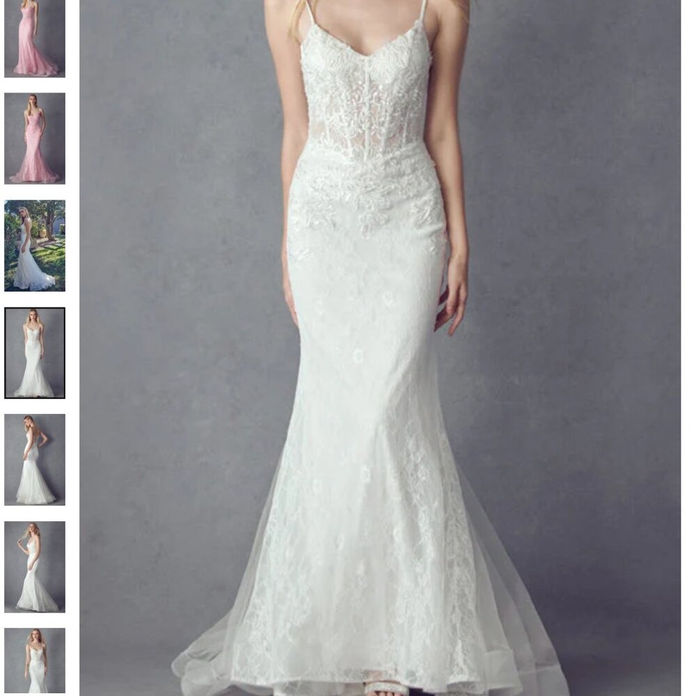 White lace corset dress with zipper back